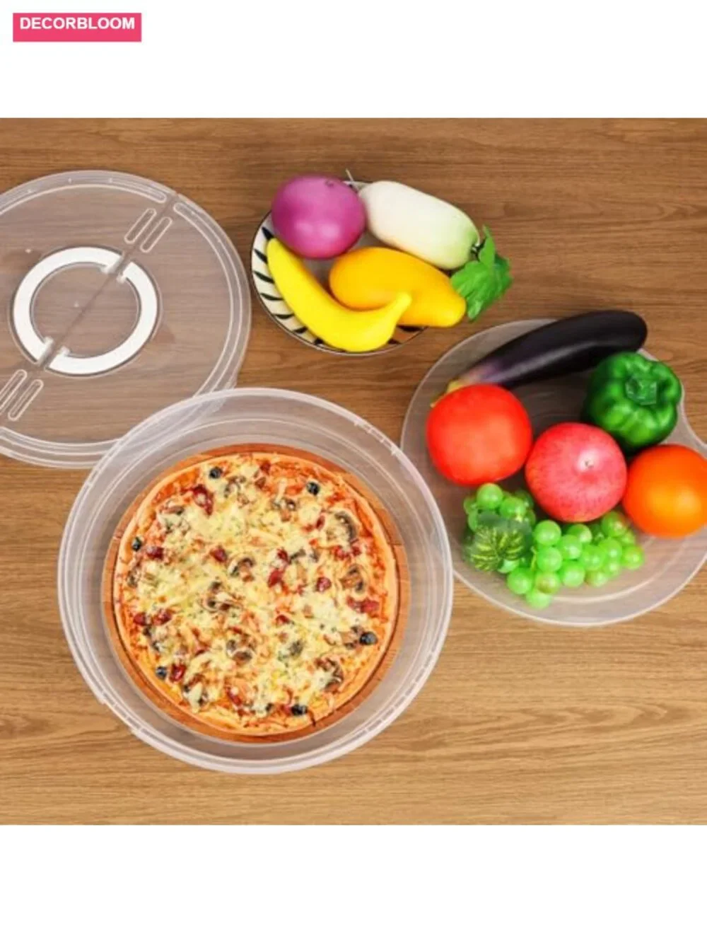 Pizza Pie Storage Container Set Reusable with Lid Handle Egg Tray